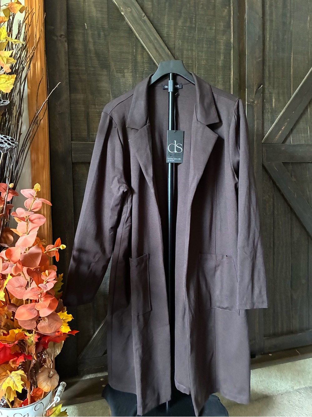 Chocolate  Open-Front Trench Coat